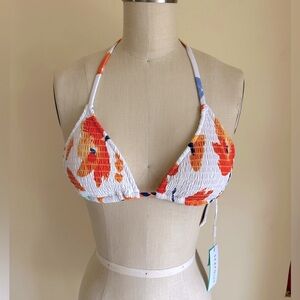 Seafolly Summer Memoirs Shirred Slide Triangle Bikini Top size 6